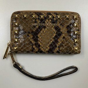 Michael Kors Brown Snakeskin Wristlet Wallet